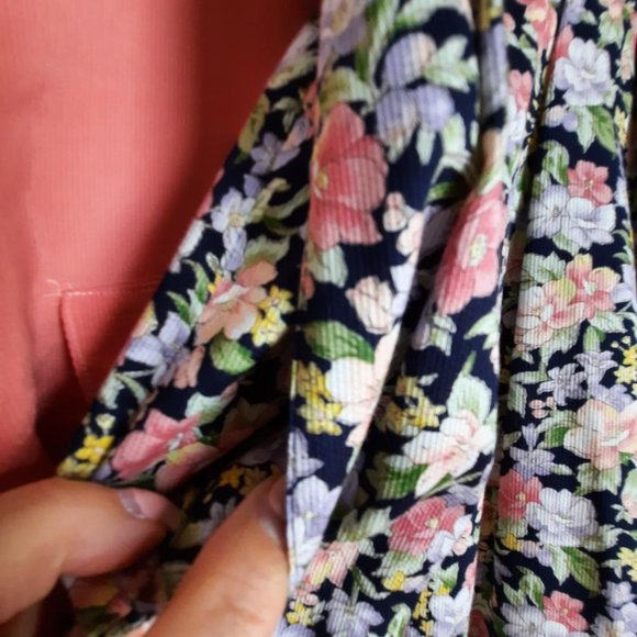 Talbots Petites Navy Blue Floral Full Pleated Cotton Midi / Maxi Skirt Size 4P - Picture 5 of 6